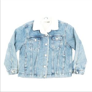 Topshop MOTO Sherpa Lined Denim Jacket